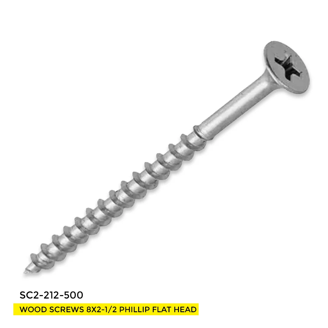 WOOD SCREWS IMEX PHILLIP FLAT HEAD WITH NIBS #8 2-1/2" TYPE 17 COARSE ZINC 350 BOX - Image 2