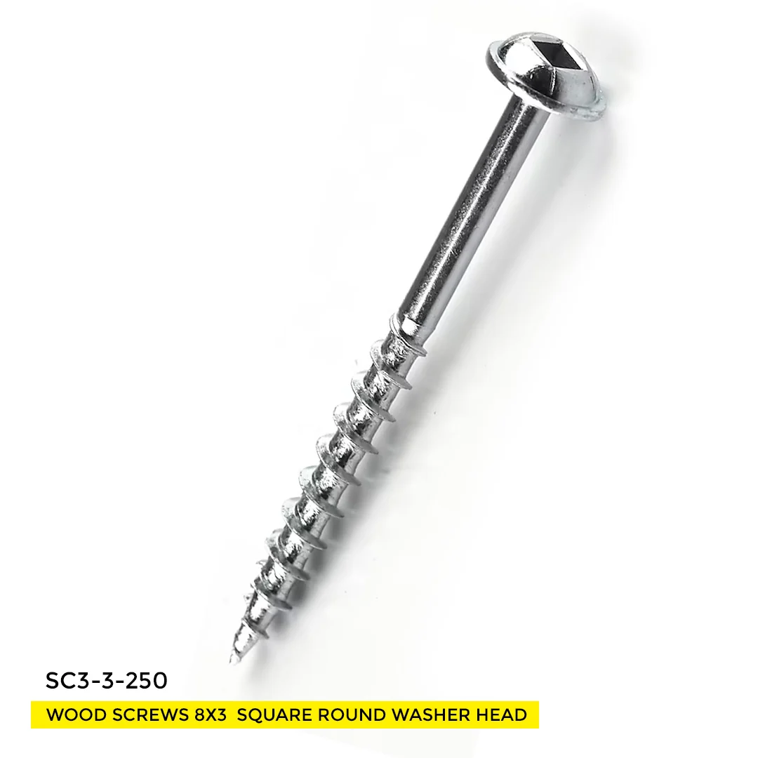 WOOD SCREWS IMEX SQUARE ROUND WASHER WITH NIBS #8 3" TYPE 17 COARSE ZINC 250 BOX - Image 2