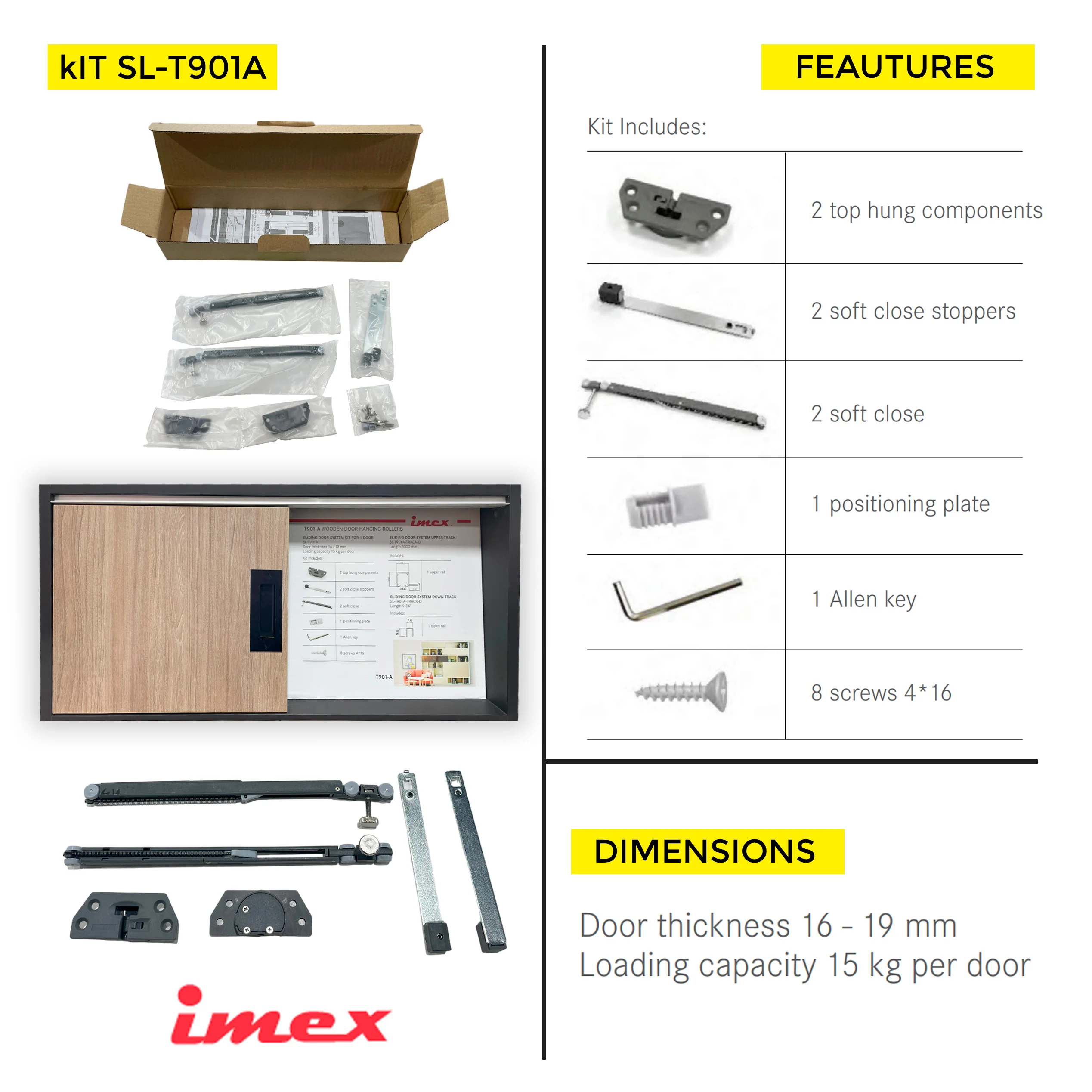 SLIDING DOOR SYSTEM KIT FOR 1 19MM 15KG - Image 5