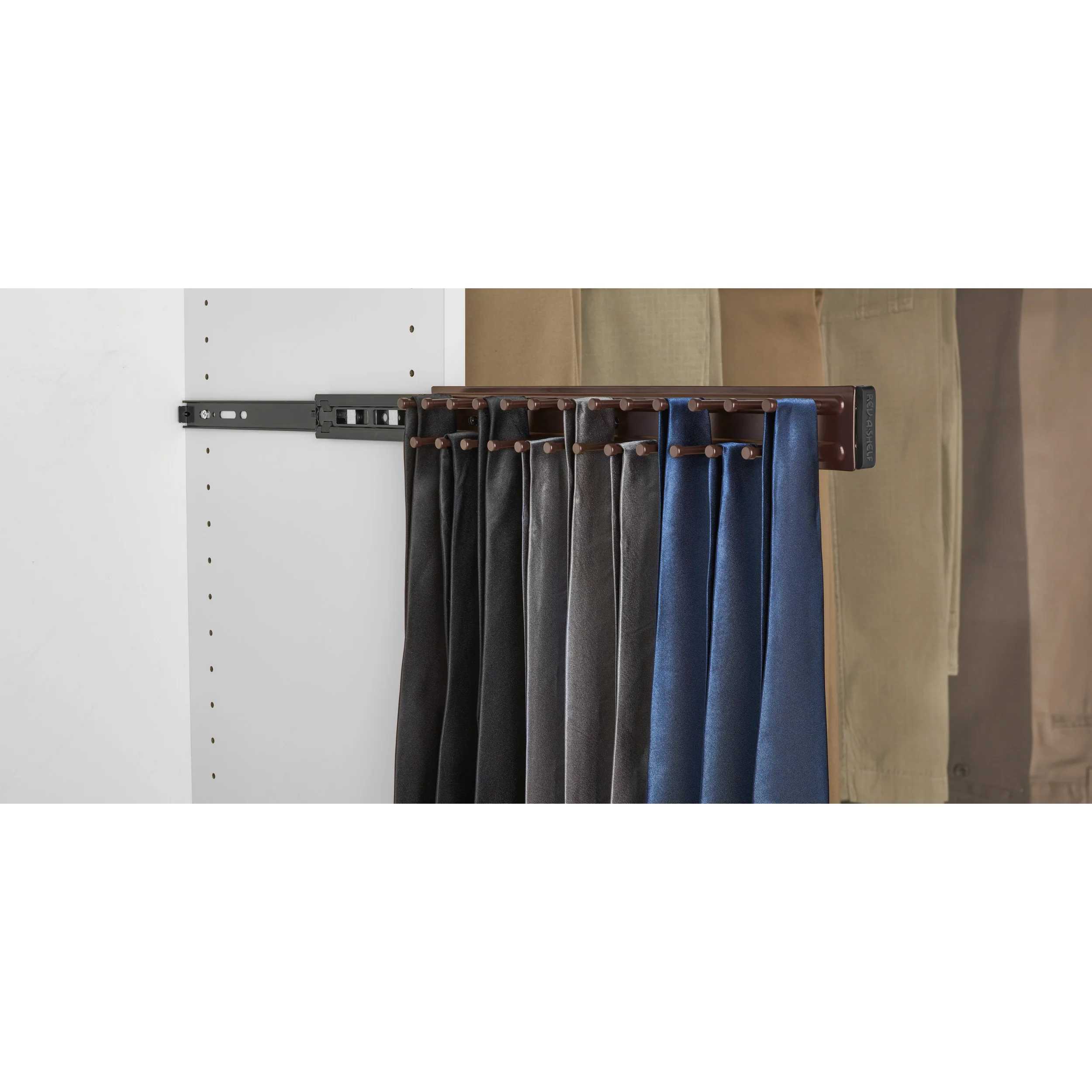 14 in Oil Rubbed Bronze Side mount Tie Rack Oil Rubbed Bronze 2.5 in (64 mm) W x 14 in (356 mm) D x 1.88 in (48 mm) H - Image 3