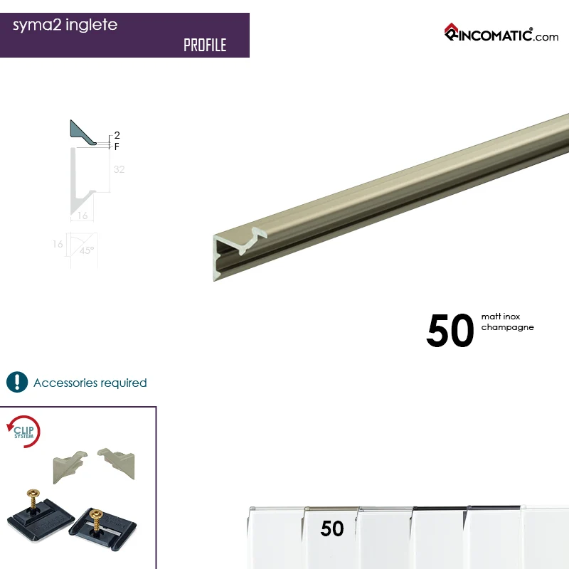 SYMA2 Inglete Profile Handle MattI nox Champagne 2670 mm (105 1/8 inches) - Image 3