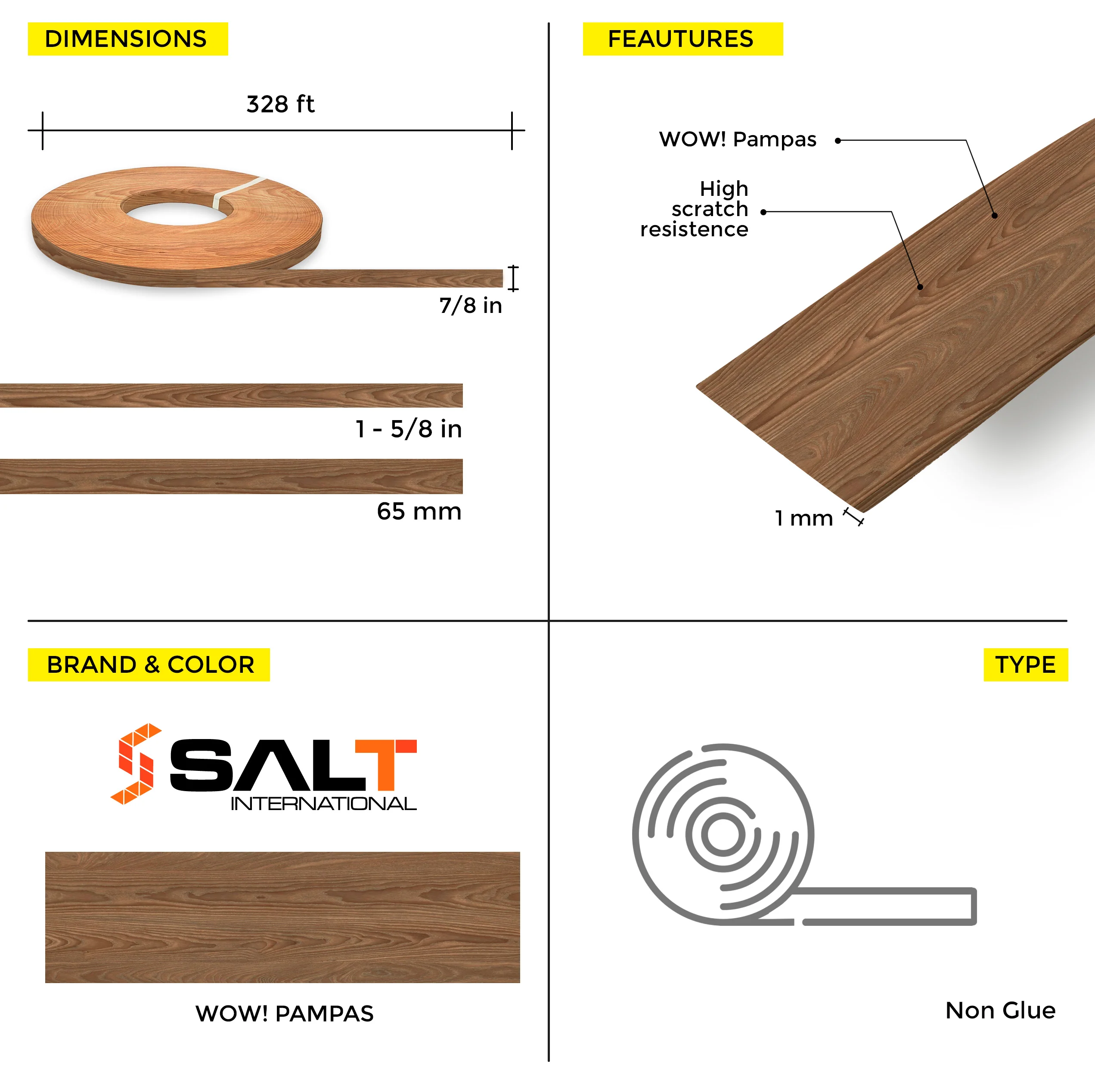 Wow Pampas PVC Edge Banding (328 ft x 1 mm) - Image 24