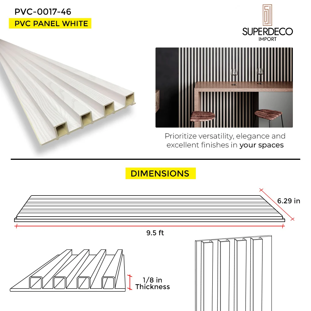 WOOD PANEL PVC WHITE 1/8 9.5 FT x 6.29 Inch - Image 3