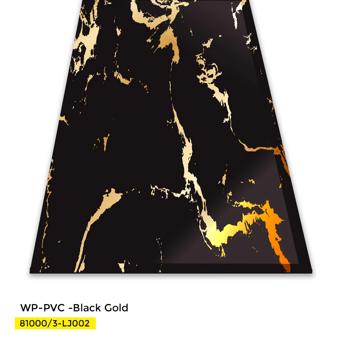 PVC WALL PANEL DECORATIVE MARBLE SHEET 4 X 8 FT  - BLACK GOLD - Image 2