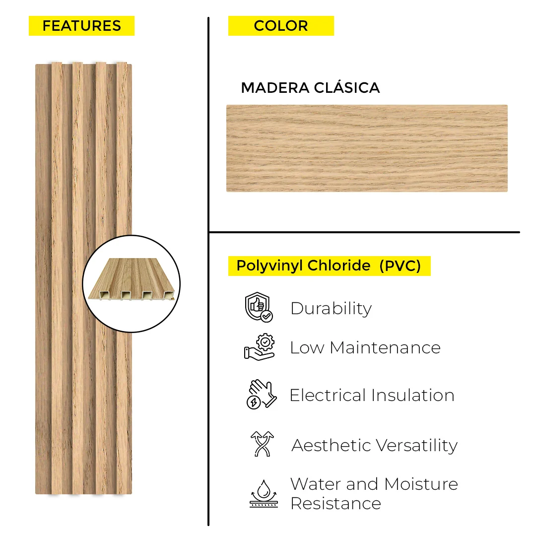 WOOD PANEL PVC MADERA CLASICA 9.5 FT x 6.29 Inch - Image 4